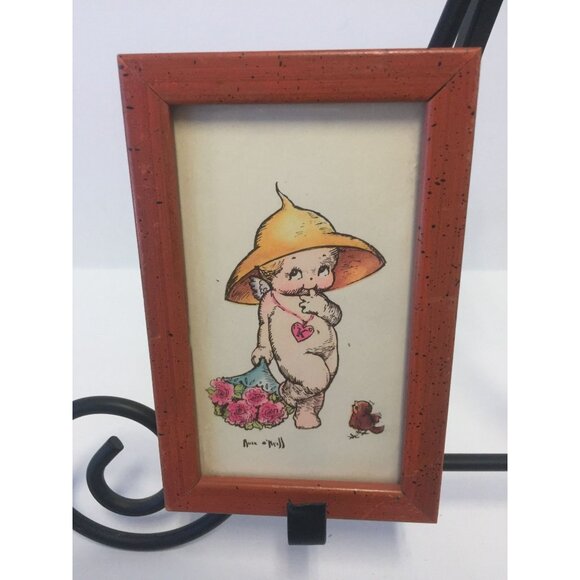 Vtg Rose O'Neill Precious Kewipie Print Framed Cartoon Character No Clothes On